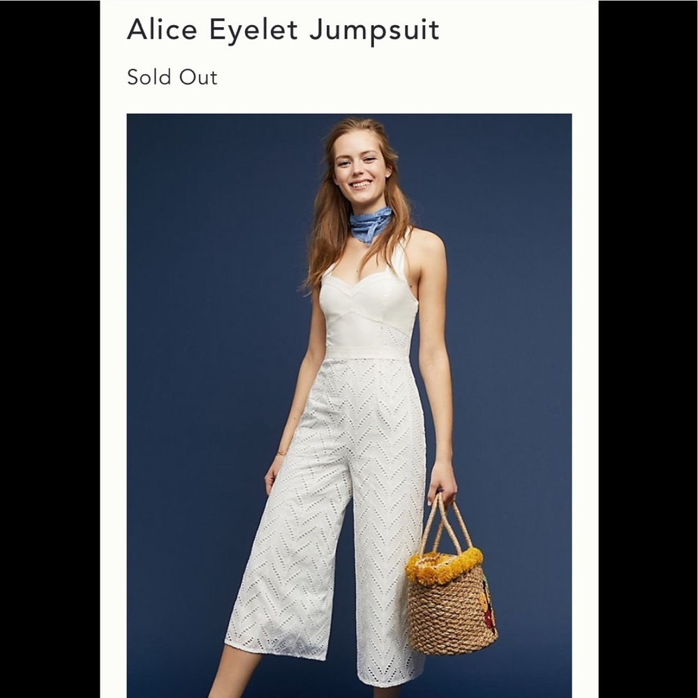 New Sz 4 Alice Eyelet Jumpsuit Anthropologie white
